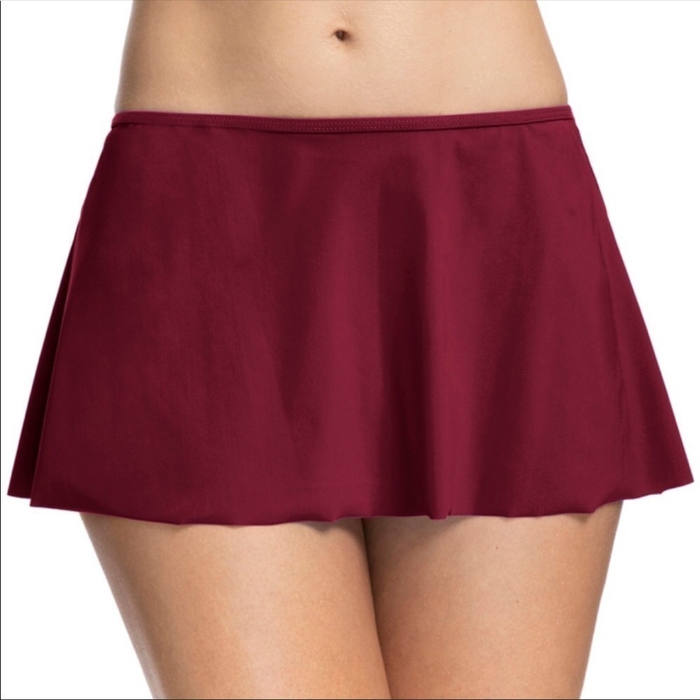 NWT Profile by Gottex Skirted Swimsuit Bottom Merlot Red 12 New